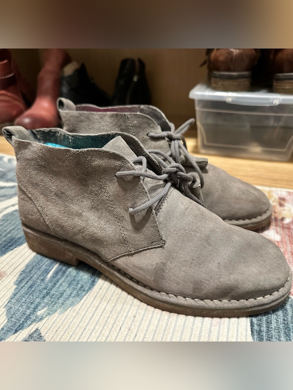 Women’s Gray Suede Lace-Up Hush Puppies Ankle Boots
